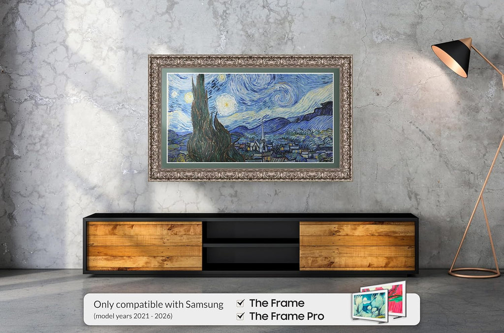 Tuscan Silver 85' Premiere Deco TV Frame - Compatible ONLY with Samsung The Frame TV and Pro TVs (Fits 2021-2026, LS03A, LS03B,LS03C,LS03D,LS03FA,LS03FW)