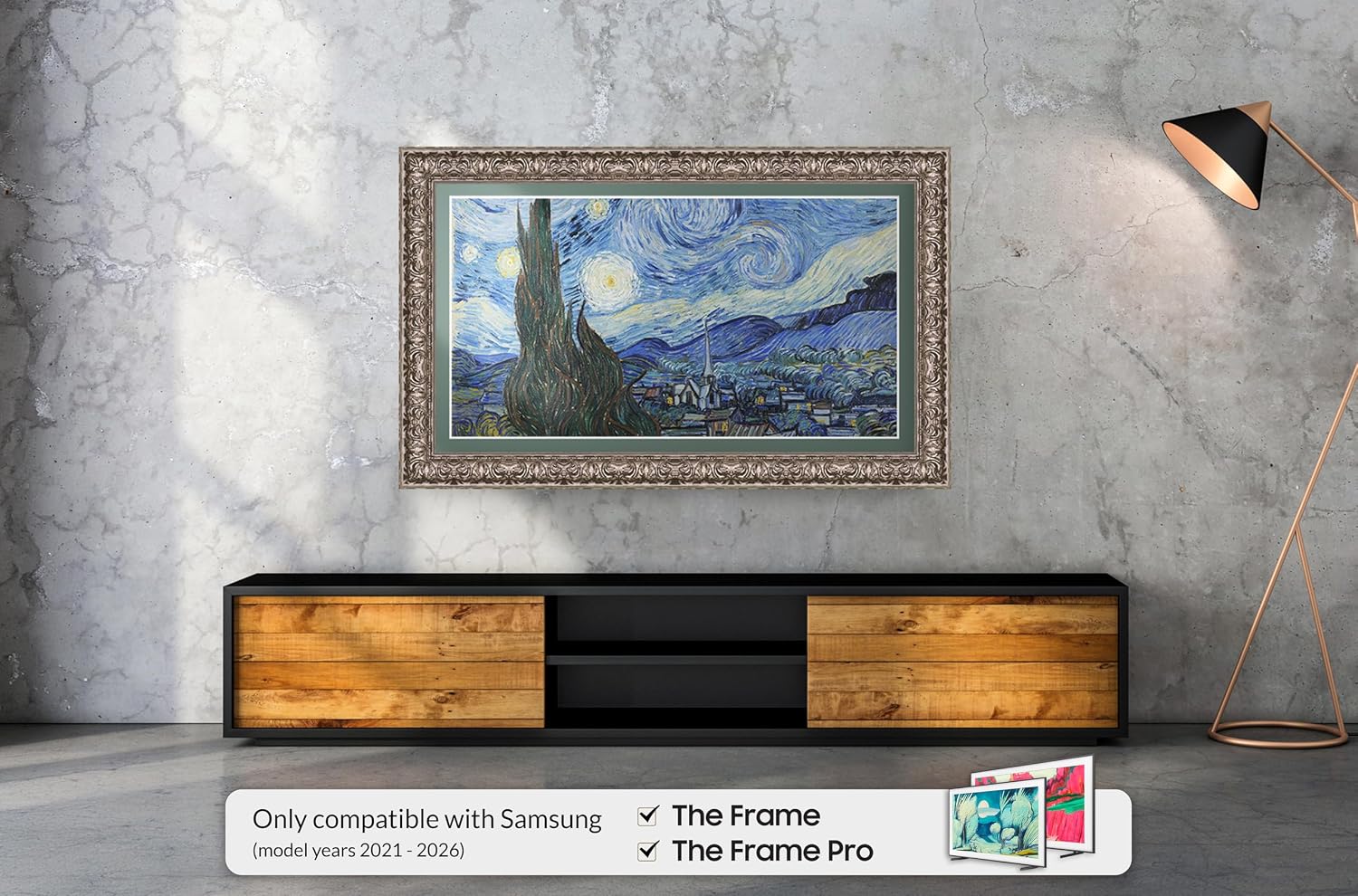 Tuscan Silver 75' Premiere Deco TV Frame - Compatible ONLY with Samsung The Frame TV and Pro TVs (Fits 2021-2026, LS03A, LS03B,LS03C,LS03D,LS03FA,LS03FW)