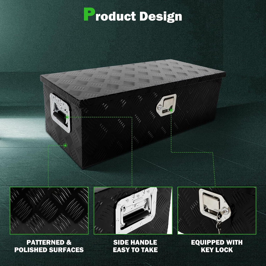 SCITOO 30 Inch Aluminum Heavy Duty Truck Bed Tool Box,Diamond Plate Crossover Storage for Most Full Size Pickups,Lockable Weatherproof Chest,Fits 30' Truck Beds,Easy Access to Load and Unload