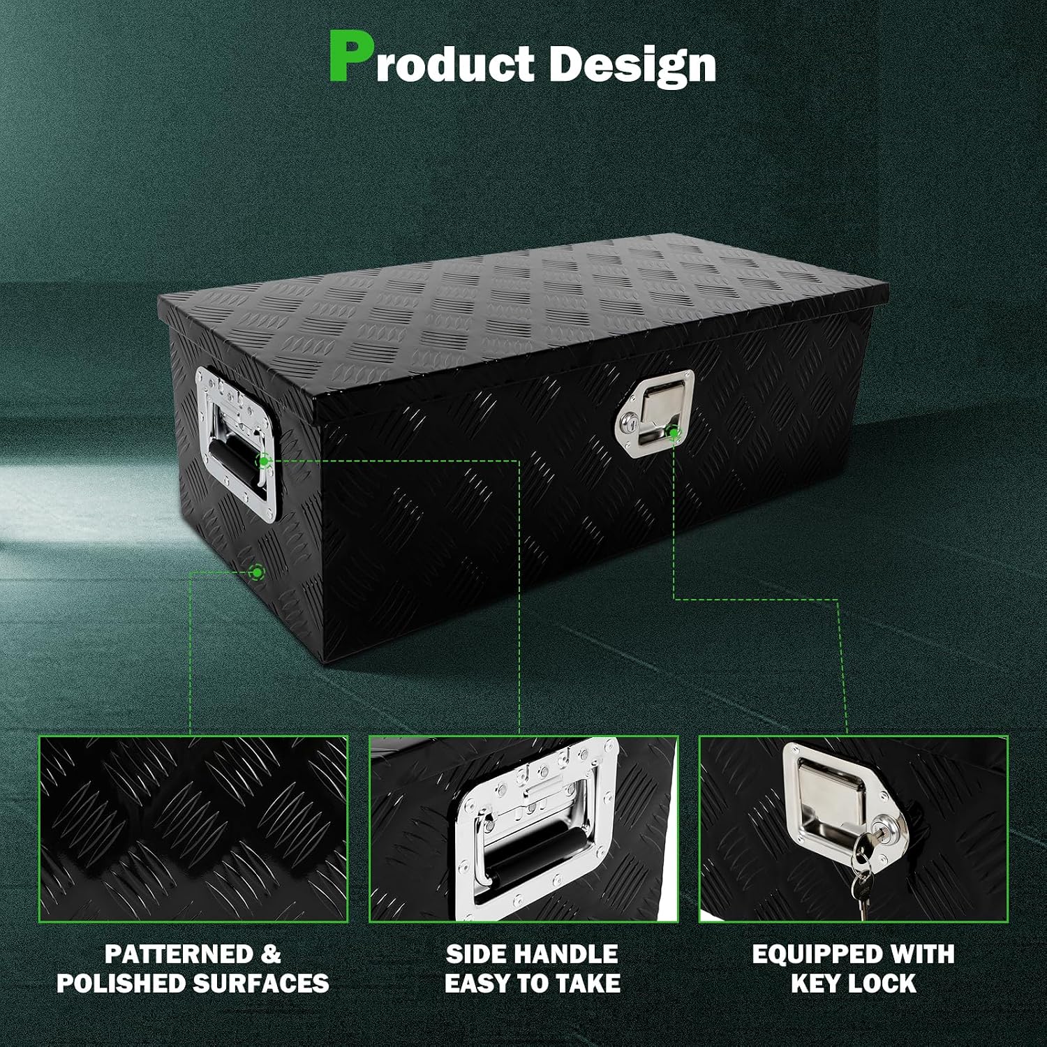 SCITOO 30 Inch Aluminum Heavy Duty Truck Bed Tool Box,Diamond Plate Crossover Storage for Most Full Size Pickups,Lockable Weatherproof Chest,Fits 30' Truck Beds,Easy Access to Load and Unload