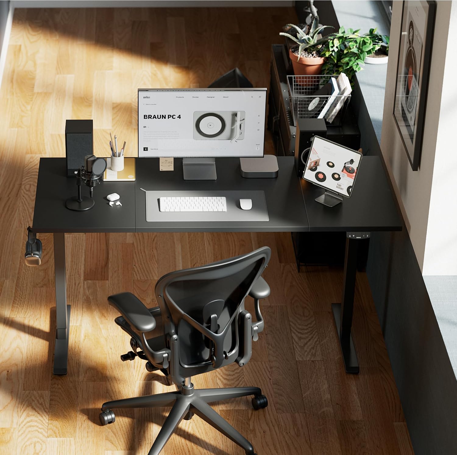 Agilestic Electric Standing Desk, 63 x 24 Inches Height Adjustable Desk, Sit Stand up for Work Office Home, Ergonomic Rising Computer Table with Memory Preset, Black