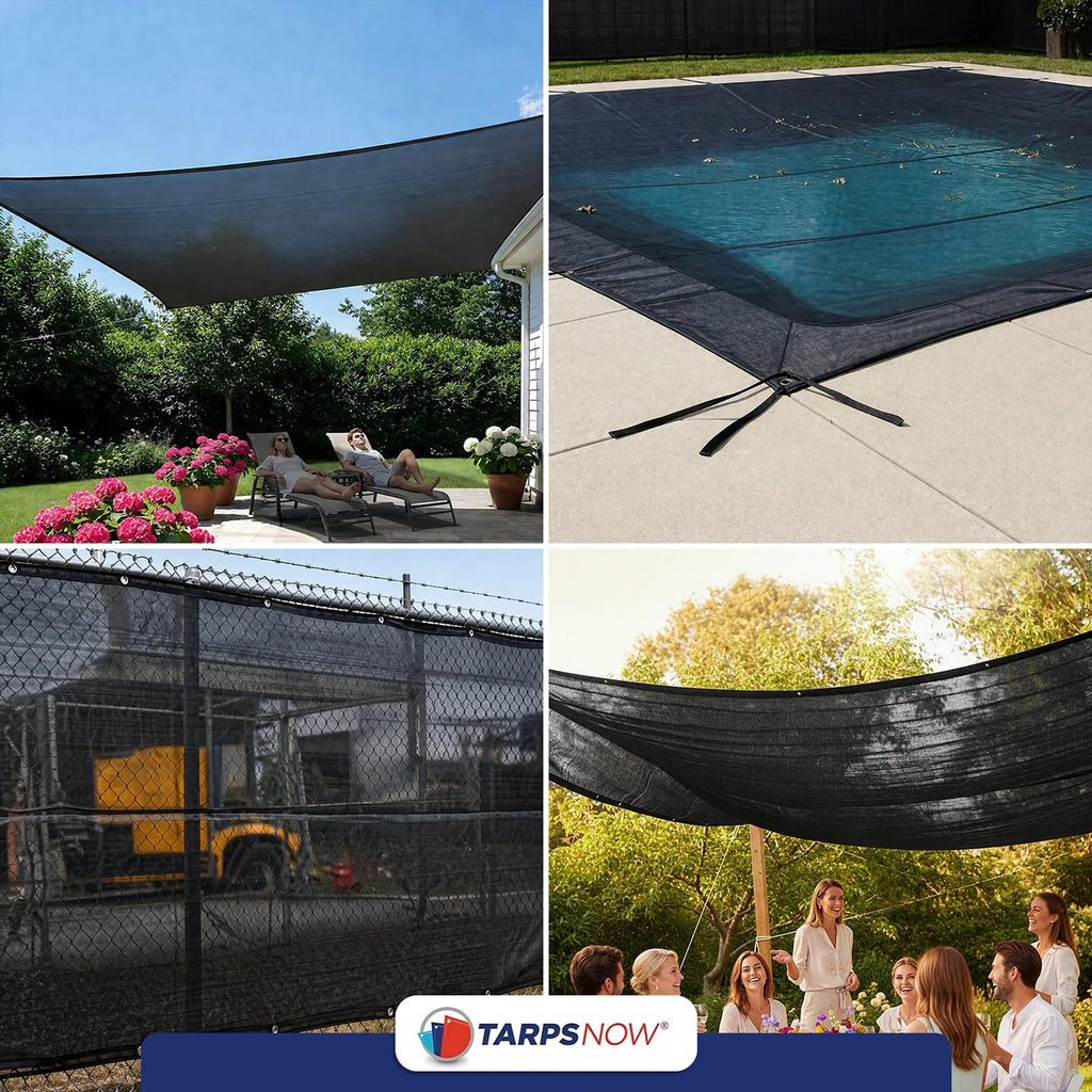 Tarps Now 20' x 100' Heavy Duty Black Mesh Tarp w/Brass Grommets - UV Resistant 75% Sunshade Cloth for Backyard, Patios, Gazebos, Kennels, Screen Mesh Cover for Flatbeds, Trucks or Trailer