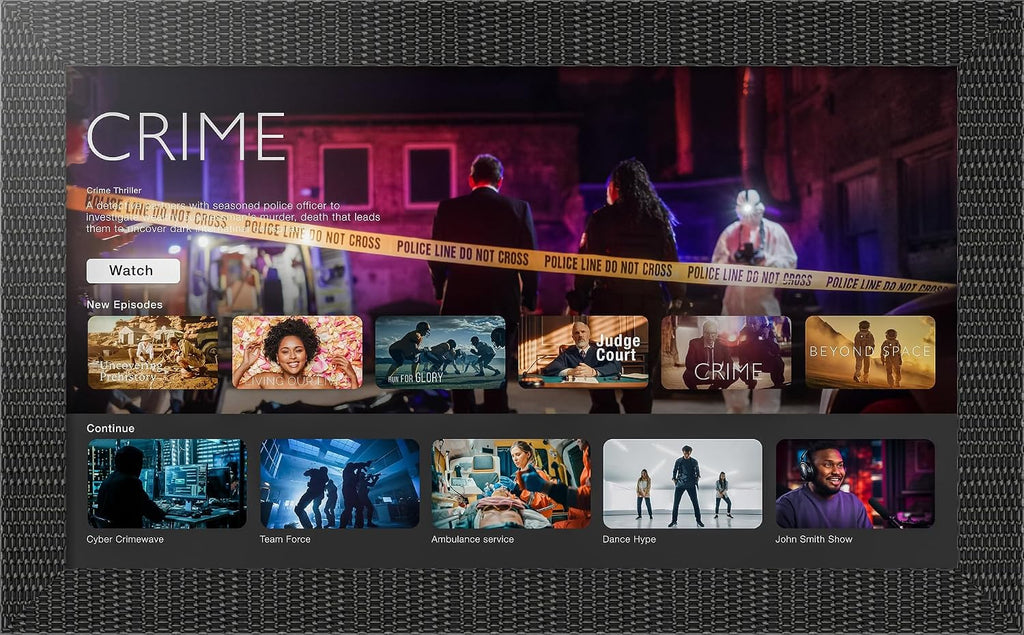 ArtToFrames Framed TV for Samsung Frame TV 50 inch. This 3.25 inch Wide Frame is Obsidian Echo Glossy Black Scallop Carved and is Compatible with the the FrameTV and Pro (Fits 2021-2025 FrameTV, 50 inch) WOMTV-8133496-25.4375x44.3125_ST