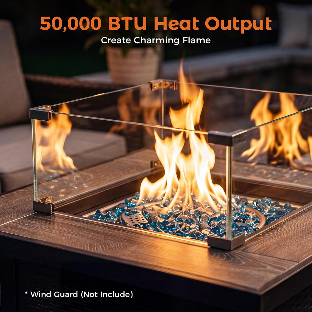 BALI OUTDOORS 50000 BTU Propane Fire Pit for Outdoor, 30 in Fire Pit Table Outdoor, Square Firepits for Outside Backyard, Patio