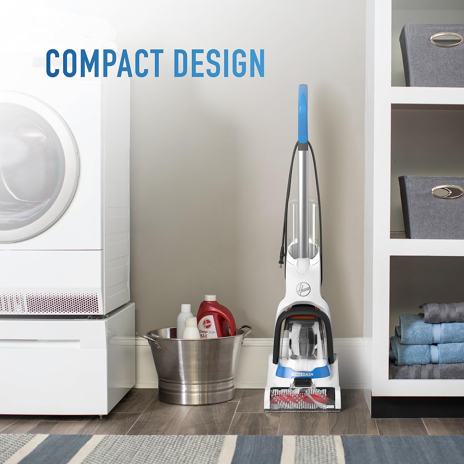 Hoover PowerDash Pet Compact Carpet Cleaner Machine, Lightweight Design, HeatForce Fast Drying, Antimicrobial Brush Roll, Pair with a Hoover Carpet Cleaner Solution
