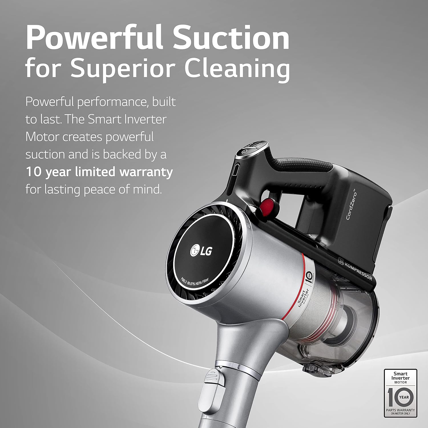 LG CordZero Cordless Stick Vacuum, 2 Batteries, 120 Min Run Time, Powerful Cleaning for Carpet, Hard Floors & Pet Hair, Lightweight, High-Capacity Dust Bin, 10-Year Motor Warranty, A926KSM (Renewed)
