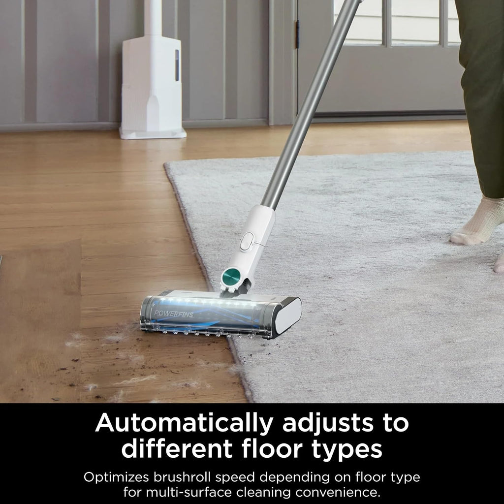 SHARK Clean & Empty Cordless Stick Vacuum Cleaner, Auto-Empty System, Self Cleaning Brushroll, HEPA Filter, Powerful Suction, Compact Lightweight, Perfect for Pet Hair (Renewed) (White + Green)