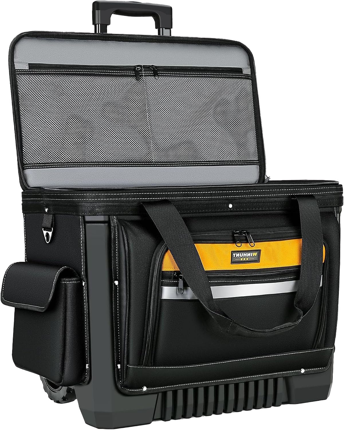 Large Rolling Tool Bag with Big Wheels, Waterproof Roller Tool Box, Big Wheeled Tool Backpack with Multiple Pockets(Yellow, Extra Large)