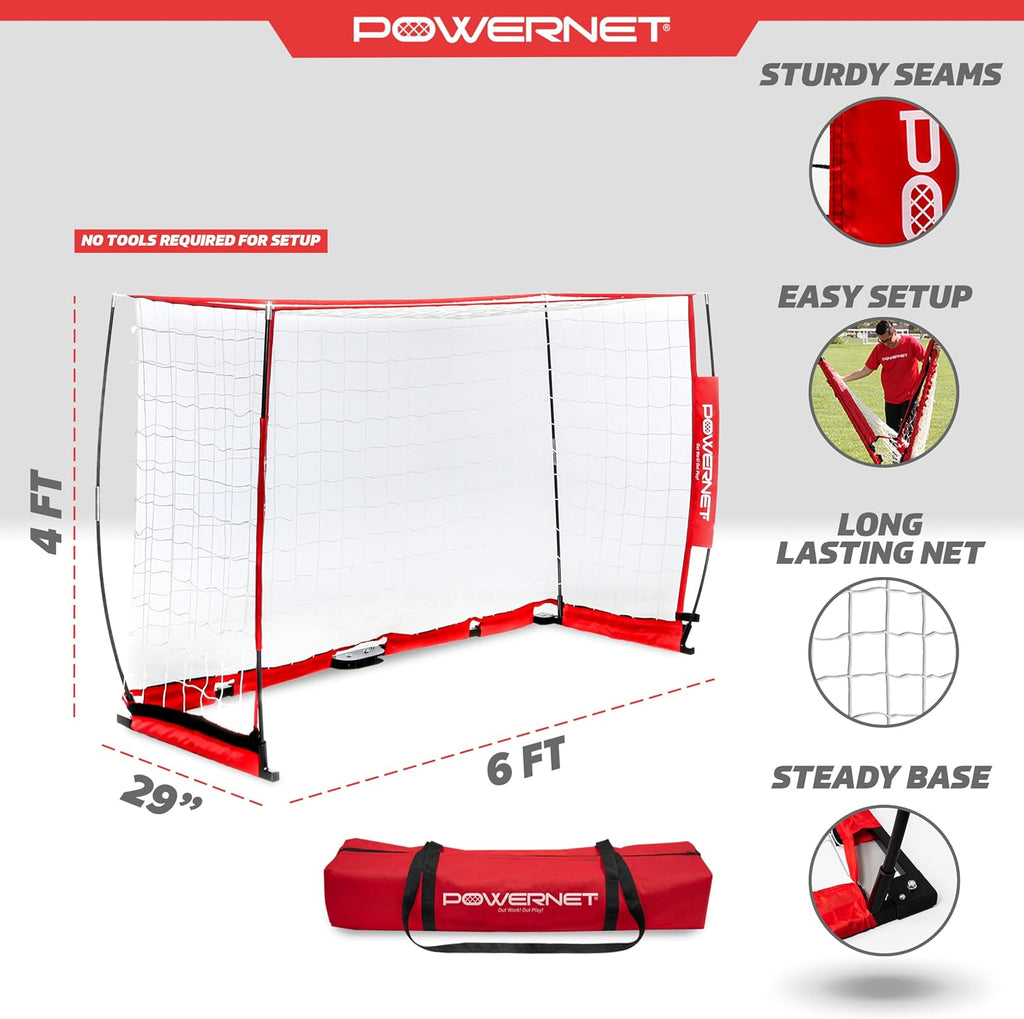 PowerNet Soccer Goal for Backyard, 3Mx2M / 6x4 / 8x4 / 12x6 / 14x7 /18.5x6.5 / 21x7 / 24 x 8 Portable Soccer Net, Sports & Outdoors Training Equipment, Quick Setup 1 Goal & Zipper Storage Bag