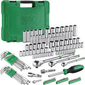SK Mechanics Tool Set, 1/4' & 3/8' & 1/2' Drive Socket with 216-P Ratchet, 149-Piece, SAE & Metric, SuperKrome Finish, with Storage Suitcase