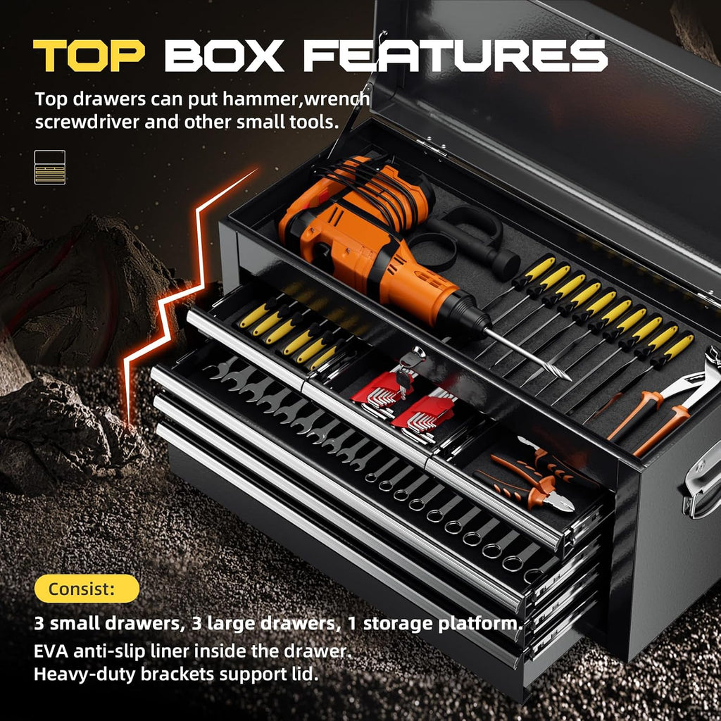 8-Drawer Rolling Tool Chest with Lock, Detachable Tool Cabinet Cart with Wheels, High-Capacity Mechanic Tool Organizer for Garage Workshop Warehouse Storage