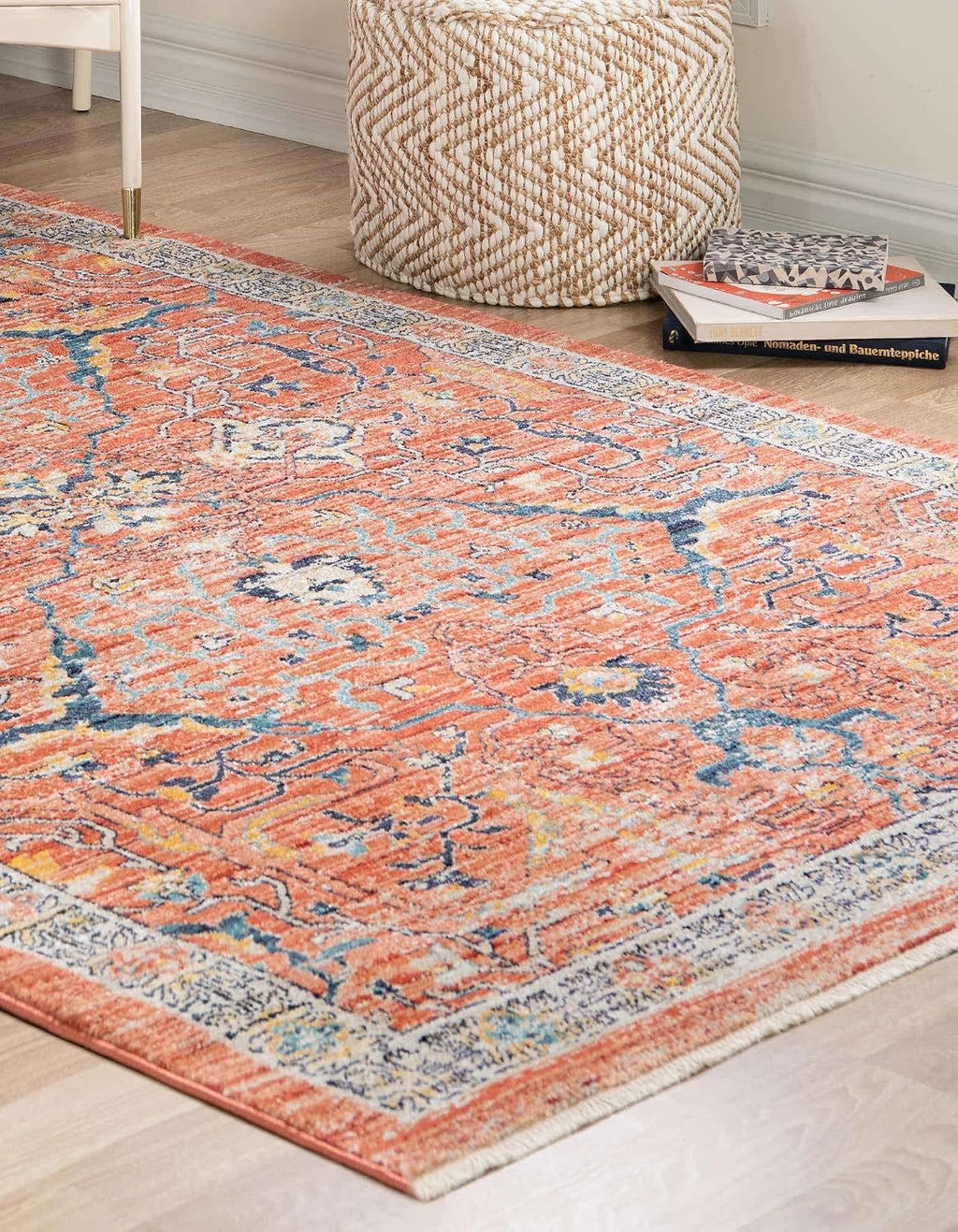 Unique Loom Lola Collection Area Rug - Vivacious (10' x 12' 4' Rectangle, Brick Red/Blue)