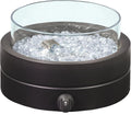 Amazon Basics 14-Inch Round Propane Fire Pit, 9000 BTU Portable Tabletop Fireplace with Glass Stones, Umbrella Hole Compatible for Outdoor Patio Tables, Gas Fire Pit for Dining, Brown