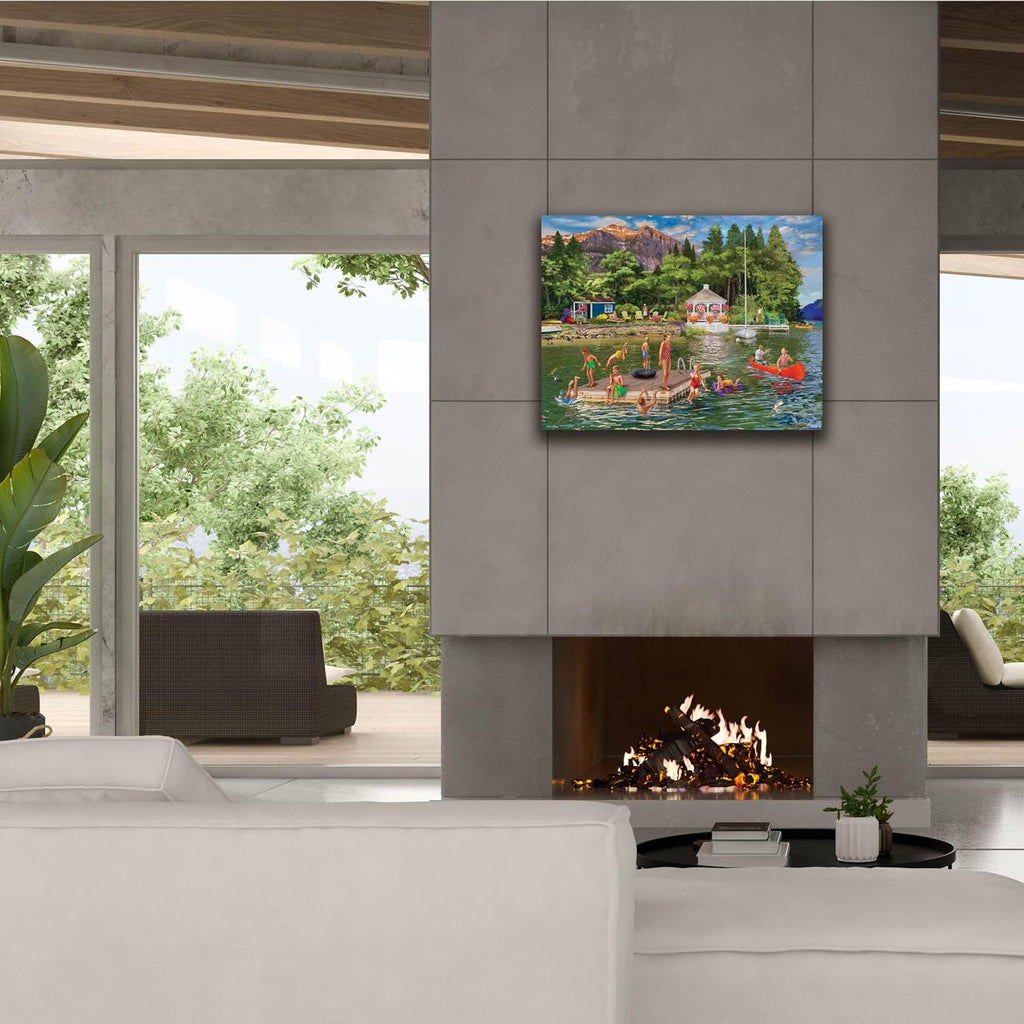 Epic Graffiti 'Gazebo Lake' by Bigelow Illustrations Canvas Wall Art, 34' x 26'