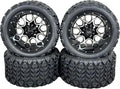 12 Inch Deep Dish Machined Golf Cart Wheels & Tires Set of 4, 20x10-12 All Terrain Tires, DOT Certified Golf Cart Wheels Compatible with EZGO, Club Car, YMH