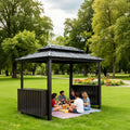 Hardtop Grill Gazebo, 2 Side Shelves & Ceiling Hooks, Permanent Outdoor BBQ Canopy with Galvanized Steel Roof, Metal All-Steel Frame for Patio, Backyard, Deck, Lawn, (Gray, 6x10FT Classic Roof)