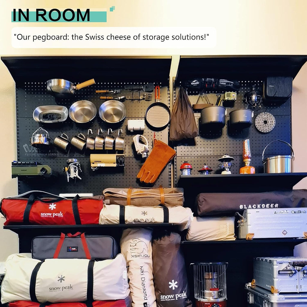 JWX DDB Gaming Standing Shelf Units, 30'' Free Standing Gaming Shelf Pegboard Cabinet with Home Office Metal Pegboard and 15 Pieces Organizer Tool Holders