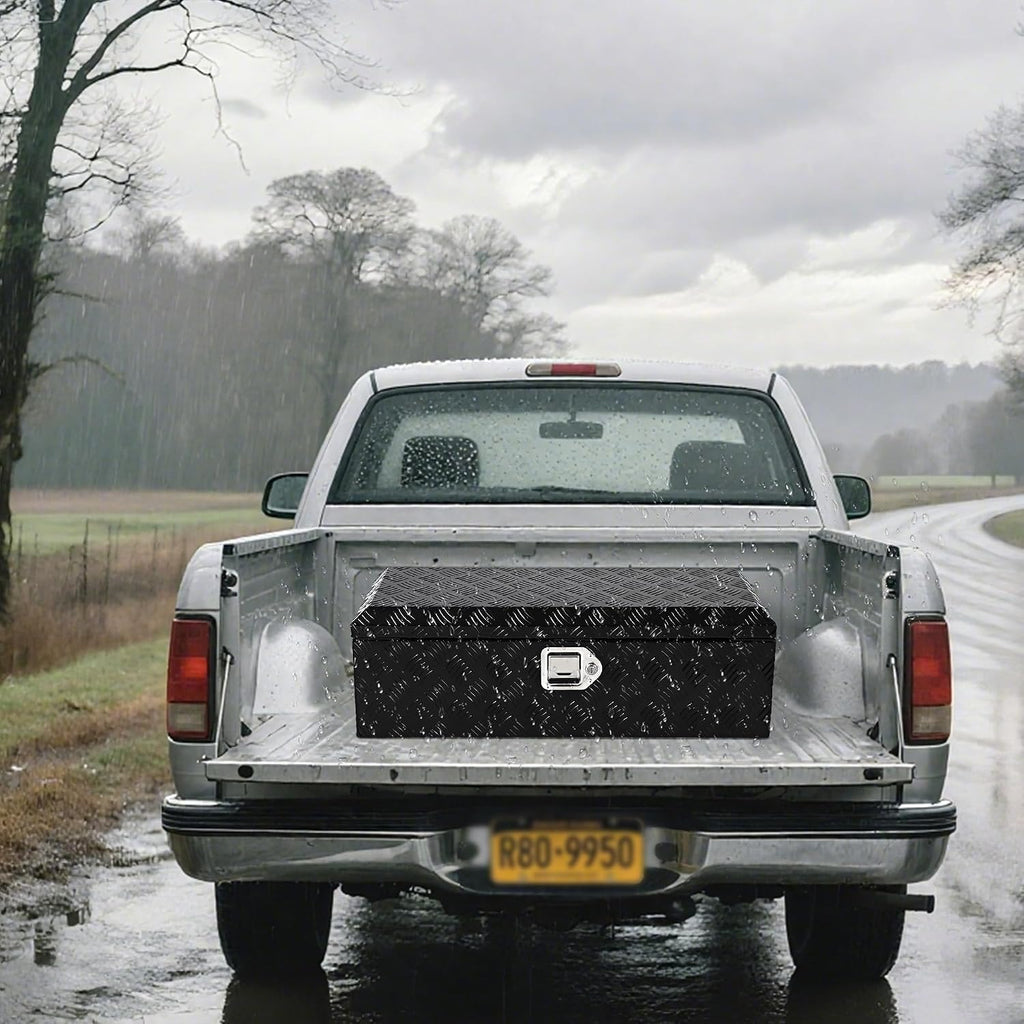 Garvee 48 Inch Truck Bed Tool Box, Heavy Duty Aluminum Diamond Plate Tool Box Chest, Waterproof Chest Storage Box with Lock for Trucks, Trailers, RVs, Warehouses