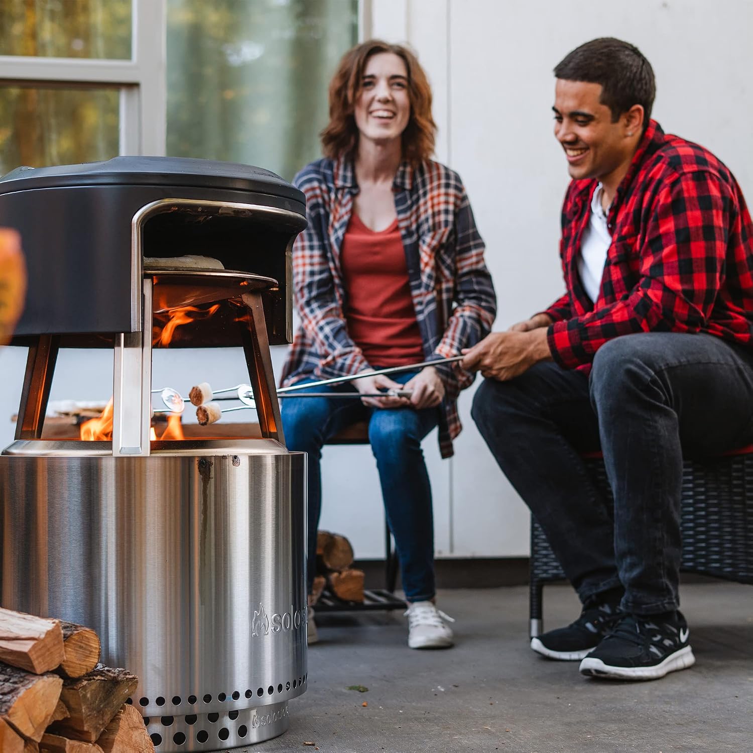 Solo Stove Yukon Pi Fire | Pizza Oven Accessory for Yukon Fire Pit, Incl. Carry Case & Cordierite Pizza Stone, Wood Burning Assembly, Stainless Steel, (H x Dia): 19.1 x 26.5 in