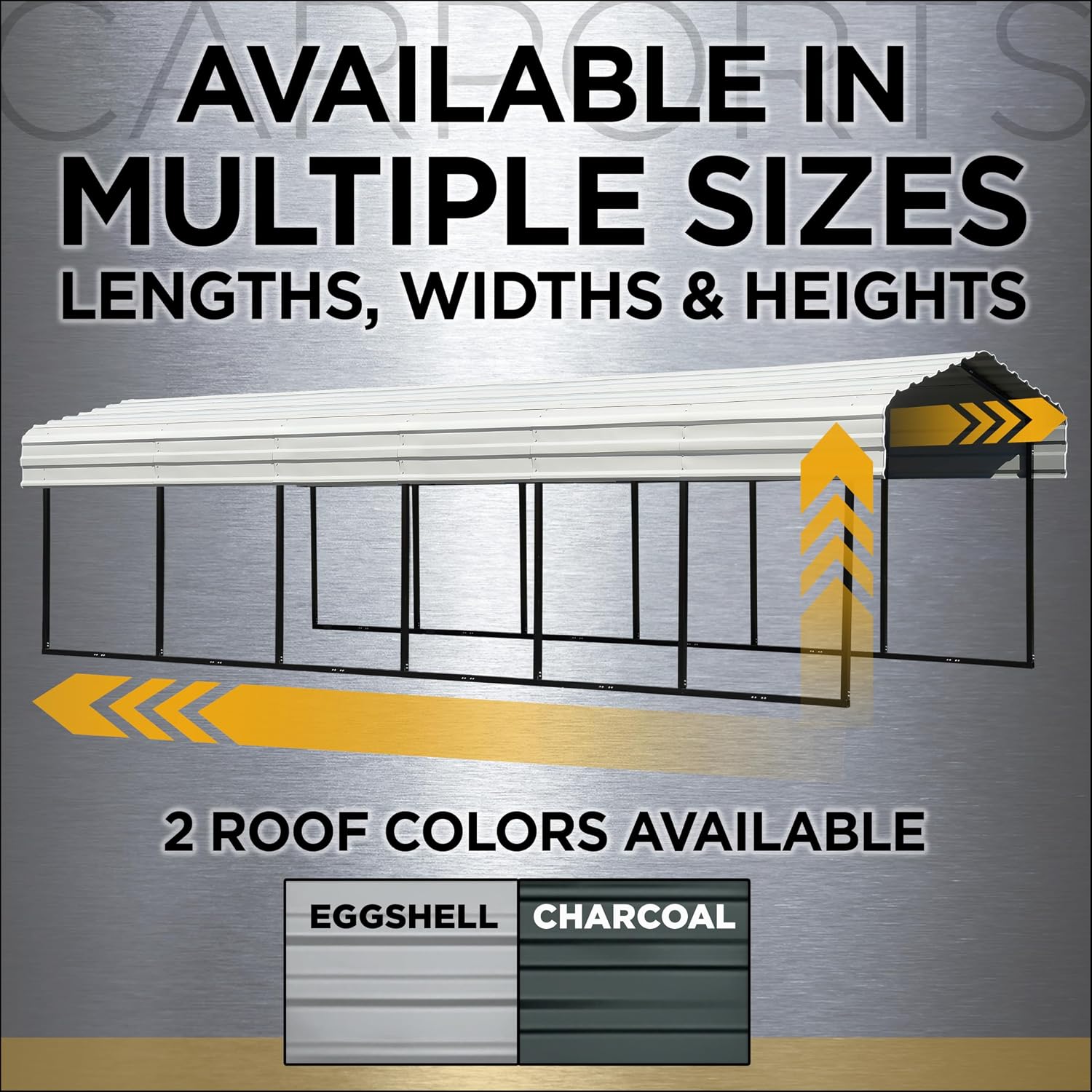 Arrow Carports Galvanized Steel Carport, with 1-Sided Enclosure, Compact Car Metal Carport Kit, 20' x 20' x 9', Charcoal