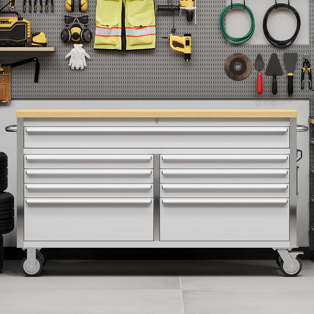 GarveeTech 61 in Tool Chest, Tool Box Mobile 9 Drawers Storage Rolling Cabinet with Wheels Lock Key Locking System Drawer Liners for Garage Warehouse Repair Shop