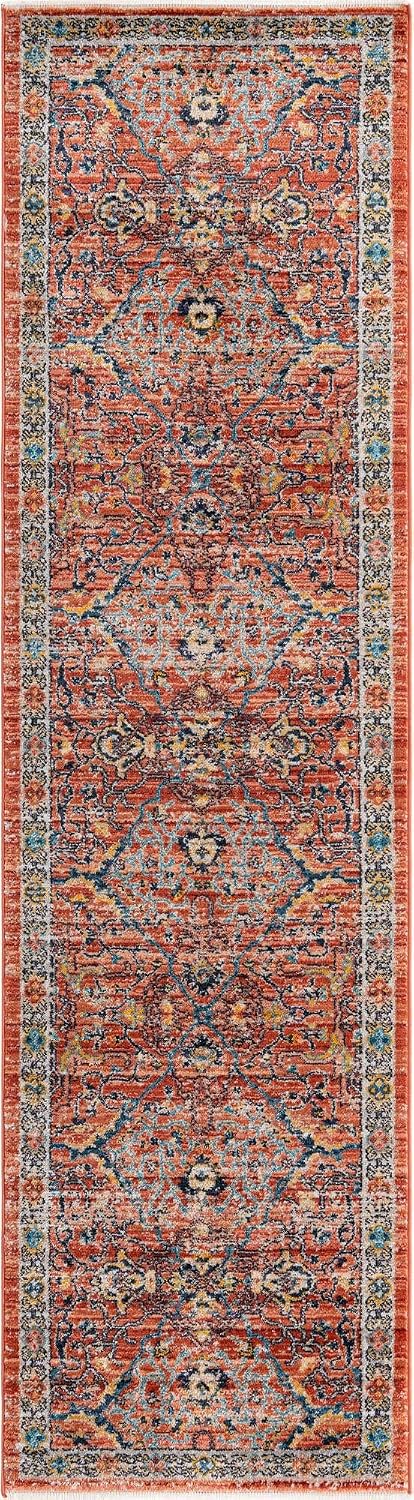 Unique Loom Lola Collection Area Rug - Vivacious (2' 7' x 10' 2' Runner, Brick Red/Blue)