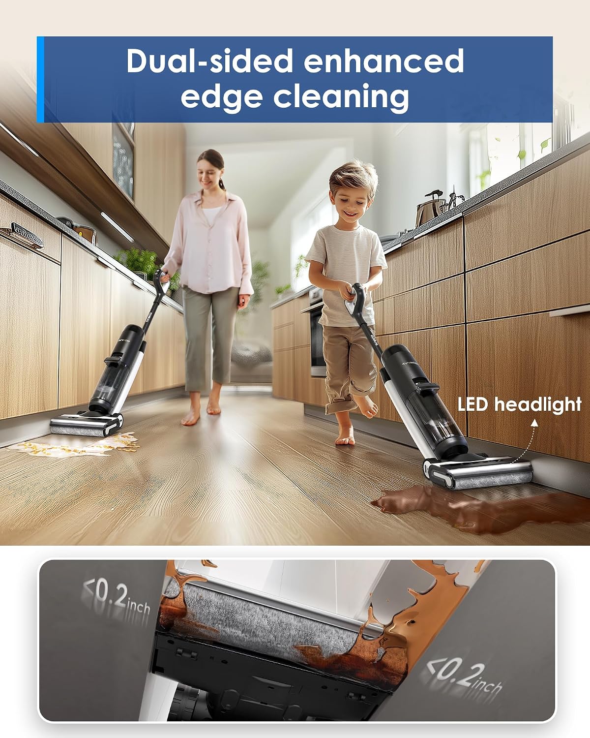 Tineco Floor ONE S7 PRO Cordless Wet Dry Vacuum Cleaner, Smart Floor Cleaner Mop for Hard Floors, Long Run Time, Dual-Sided Edge Cleaning, Self-Cleaning, Centrifugal Drying Process