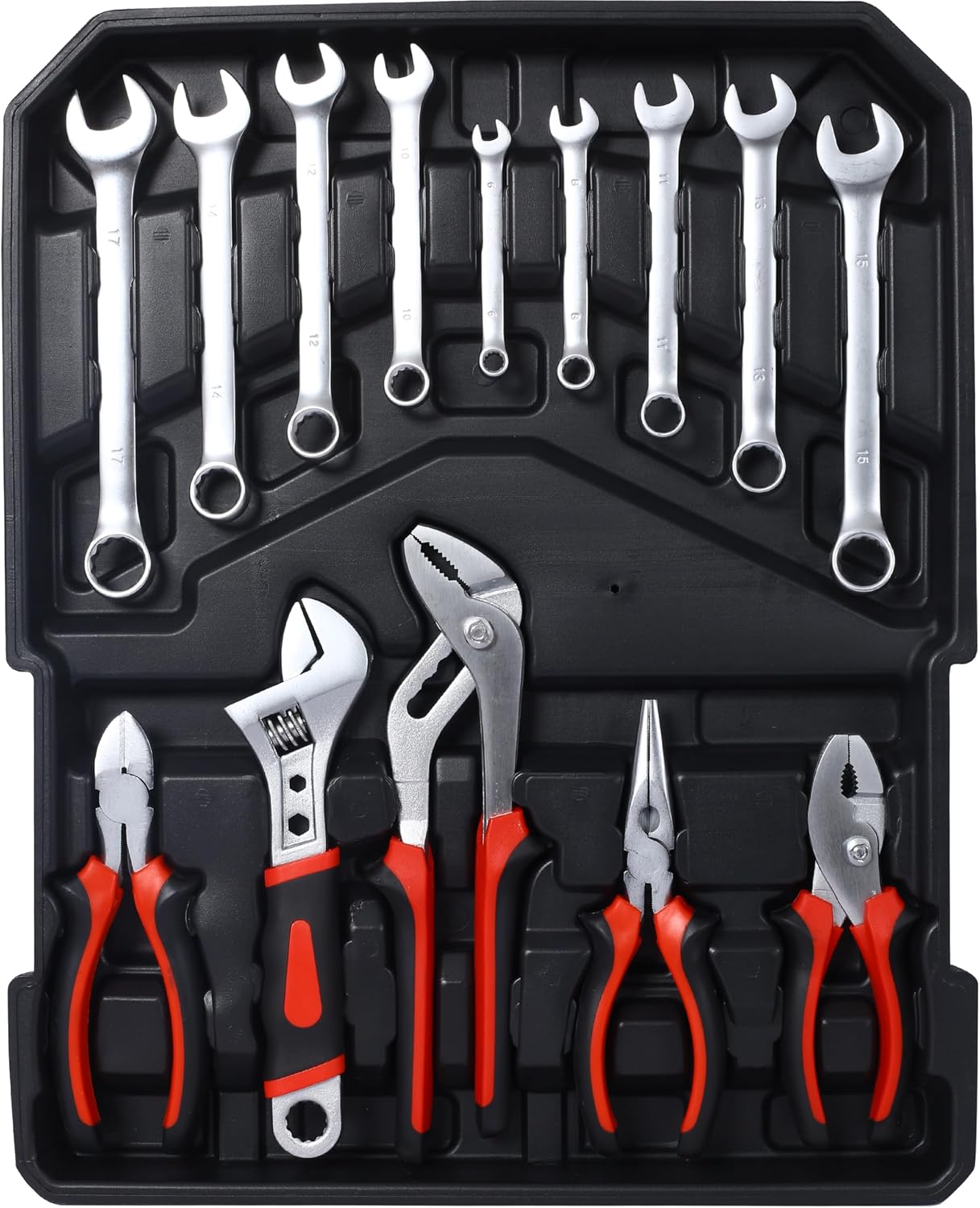 969pcs Aluminum Trolley Case Tool Set Toolbox Storage Case General Household Tool Kit - Perfect for Homeowner with Tool Belt,Gift on Father's Day (Black) tool box with wheels