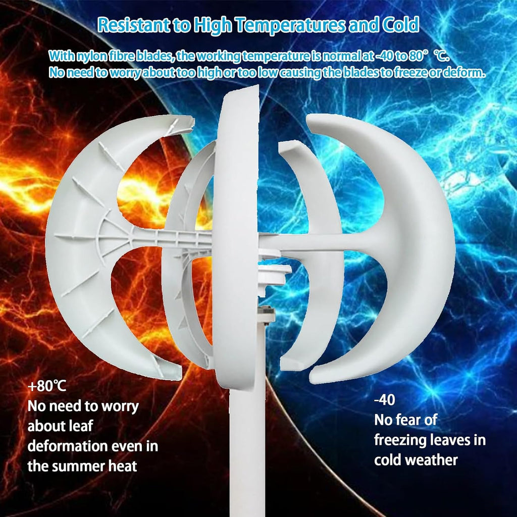 16000W Wind Turbines Generator,5 Blades 12V/24V/48V Vertical Axis Wind Turbines Generator Kit,3 Phase AC Permanent Magnet Generator Kit for Home Hybrids Streetlight Use(White,24V)