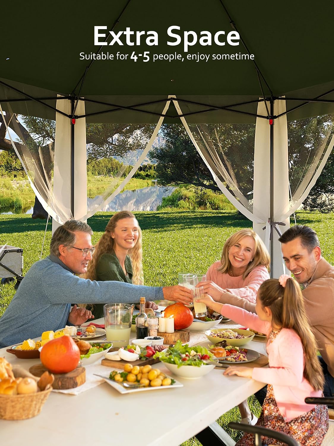 13x13Ft Patio Gazebo Metal Frame Canopy with Double Roofs, Outdoor Gazebo with Mosquito Netting and Privacy Screen, Canopy Tent for Backyard, Lawn, Garden, Deck