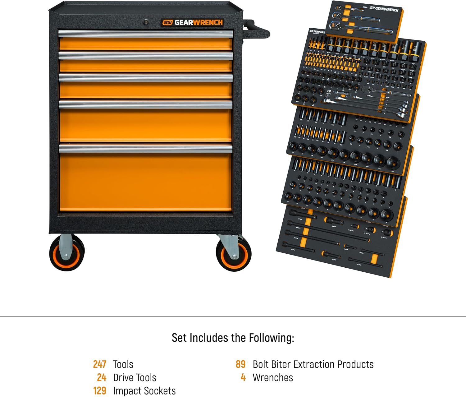 GEARWRENCH 247 Piece MEGAMOD Mechanics Tool Set in Modular Foam Trays with Storage Unit | MEGAMOD247