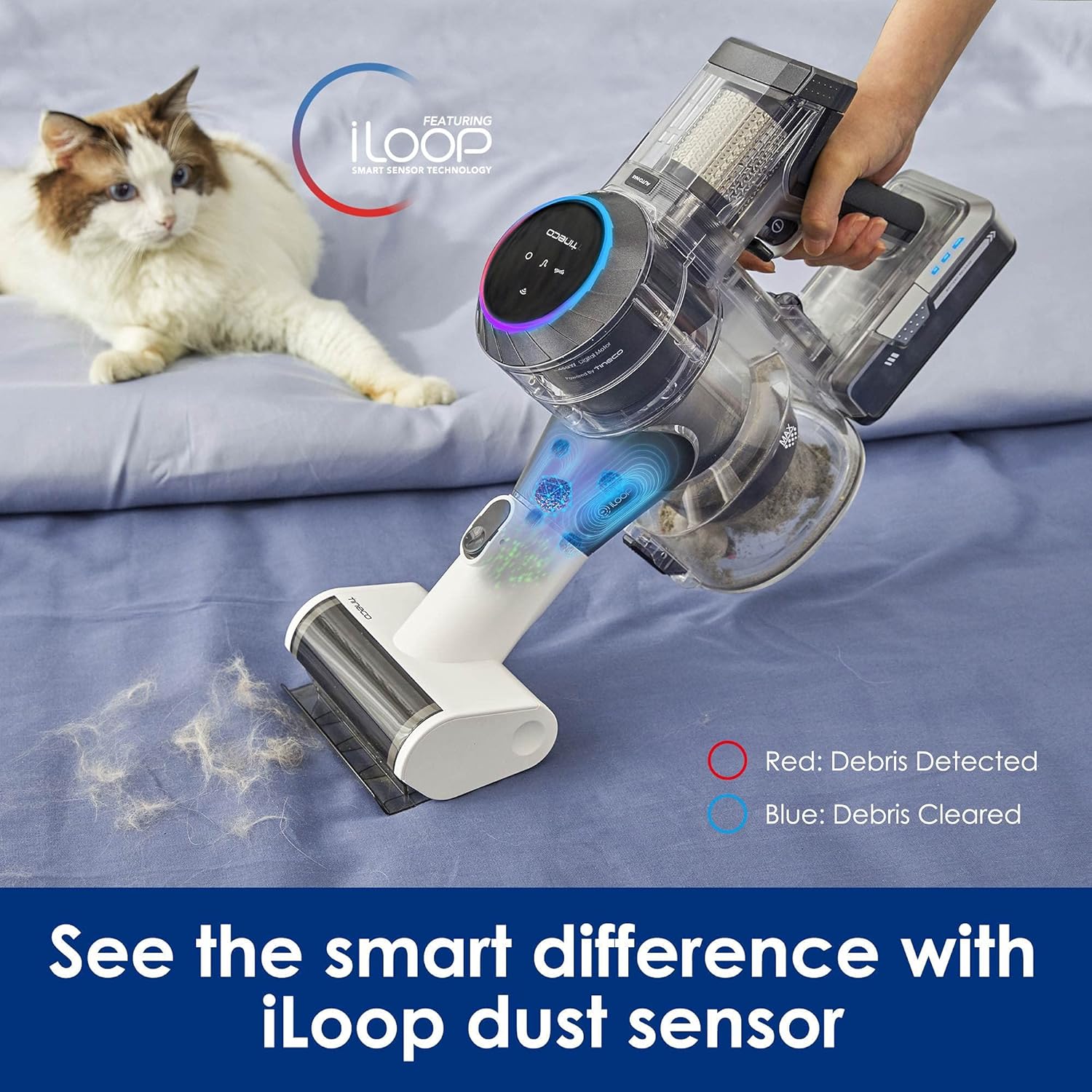 Tineco Pure ONE S11 Smart Cordless Stick Vacuum Cleaner, Strong Suction Handheld Vacuum for Hard Floors, Cars & Pet Hair, Lightweight Deep Cleaning