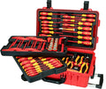 Wiha 32800 Insulated Electrician Tool Set – 80-Piece VDE Screwdriver, Pliers, Socket & Nut Driver Kit with Rolling Case, 1000V Rated, 10,000V Tested