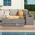 IRONCK 43-inch Outdoor Propane Fire Pit Table w Tank Table, CSA Certified, 2 in 1 Rectangular Patio Fire Pit w Glass Rocks, Wind Guard and Cover, 50000 BTU Outside Heater for Pool, Vintage Gray