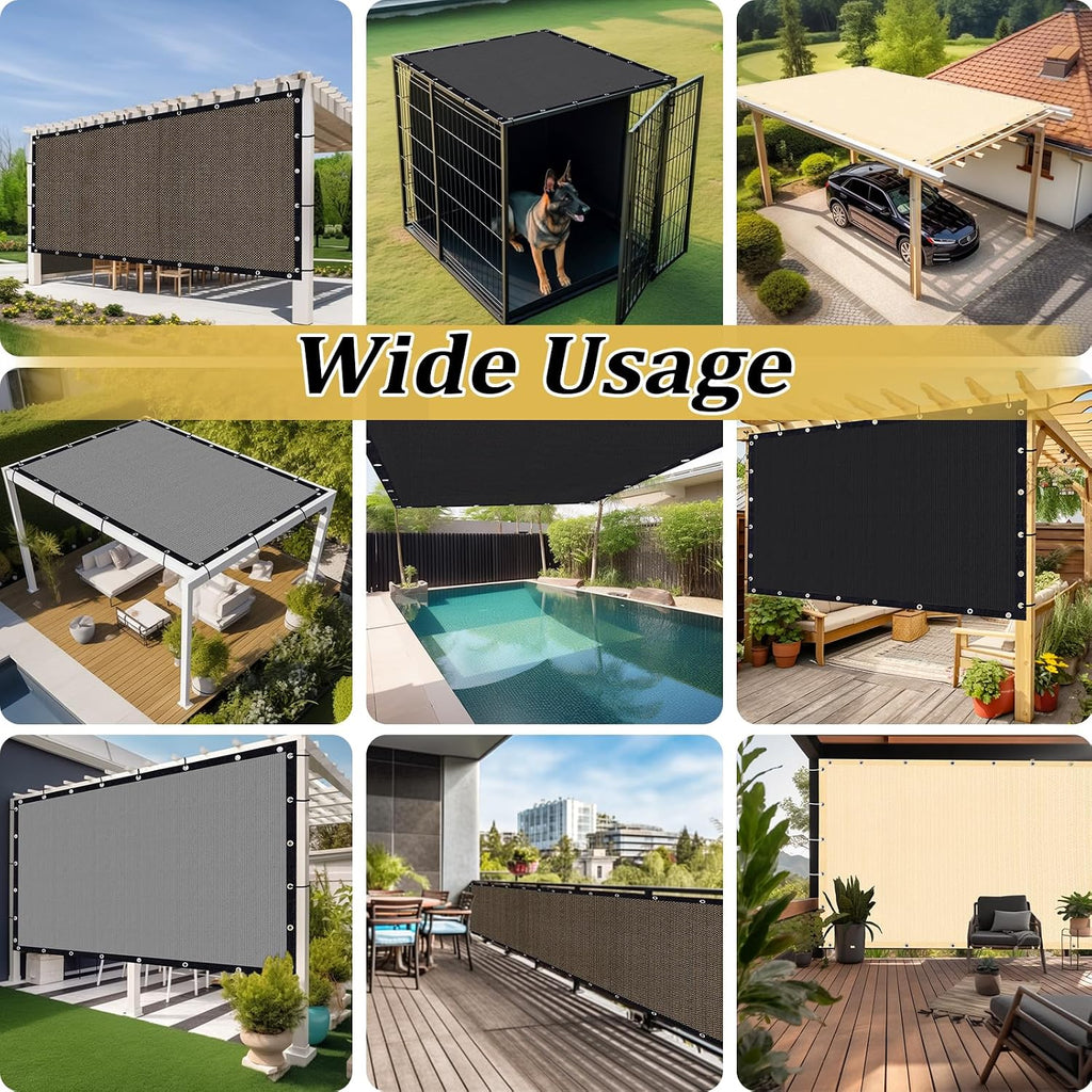 Shade&Beyond Customized Size 12' X 24' Shade Cloth with Grommets, 90% UV Protection UV Protection Mesh Tarp Sun Screens for Patio GN04, Wheat
