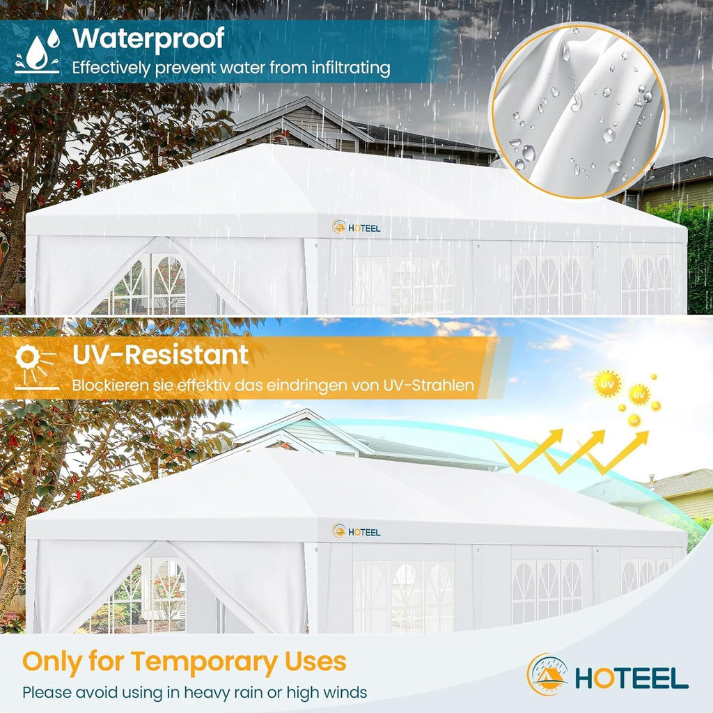 HOTEEL 10x30 Party Tent with 8 Removable Sidewalls for Parties, Weddings, BBQ, Waterproof Outdoor Event Canopy, Patio Camping Gazebo, Carpas para Fiestas, White