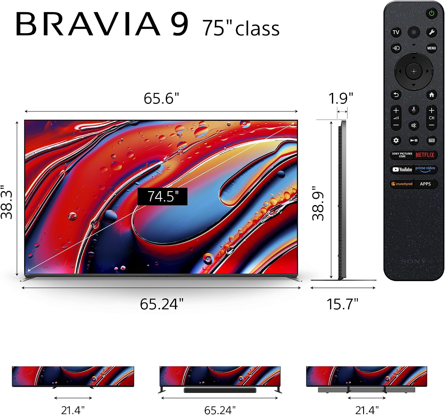 Sony K75XR90 75 Inch XR90 Series Bravia Mini LED HDR QLED 4K Google TV with 4 Year Amber Protection Plan (2024)