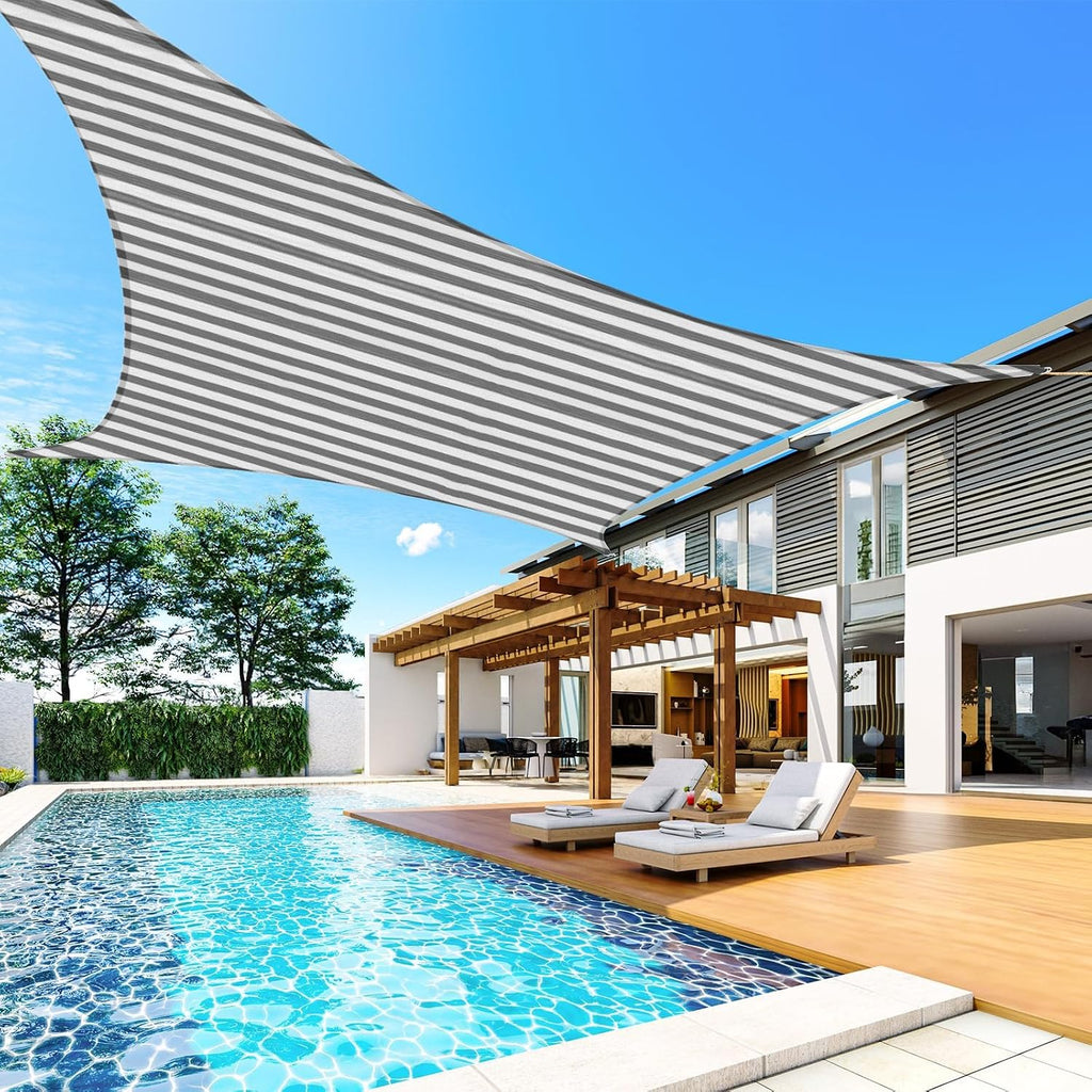 Quictent 185G HDPE Square Sun Shade Sail Canopy 98% UV Block Outdoor Patio Garden with Hardware Kit (White and Grey), 20X20FT