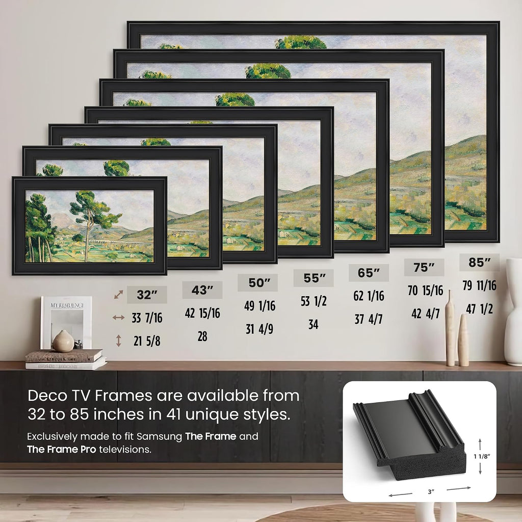 Black 65' Premiere Deco TV Frame - Compatible ONLY with Samsung The Frame TV and Pro TVs (Fits 2021-2026, LS03A, LS03B,LS03C,LS03D,LS03FA,LS03FW)