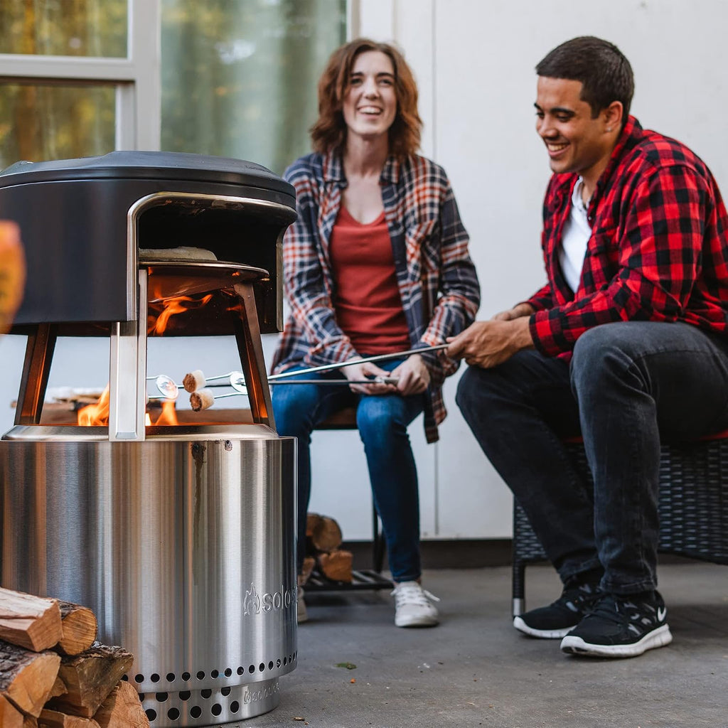 Solo Stove Ranger Pi Fire | Pizza Oven Accessory for Ranger Fire Pit, Incl. Carry Case & Cordierite Pizza Stone, Wood Burning Assembly, Stainless Steel, (H x Dia): 15.7 x 15 in, 13.4 lbs
