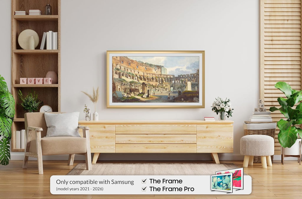 Pale Gold Scoop 85' Alloy Deco TV Frame - Compatible ONLY with Samsung The Frame TV and Pro TVs (Fits 2021-2026, LS03A, LS03B,LS03C,LS03D,LS03FA,LS03FW)