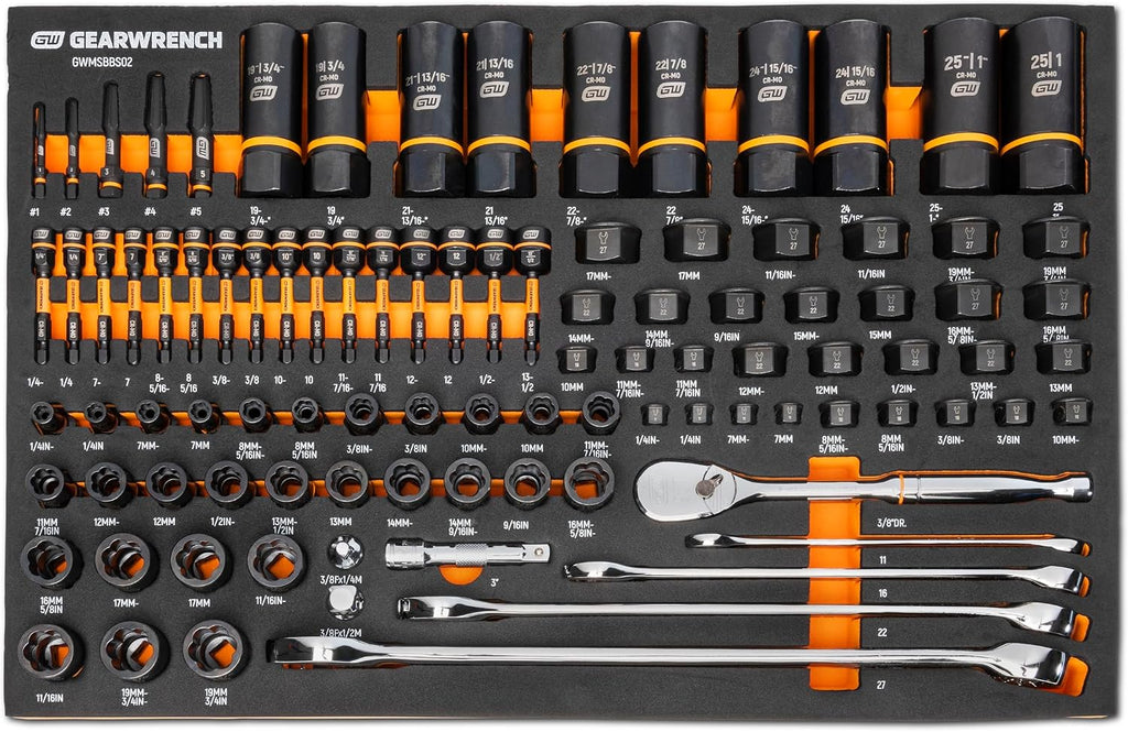GEARWRENCH 247 Piece MEGAMOD Mechanics Tool Set in Modular Foam Trays with Storage Unit | MEGAMOD247