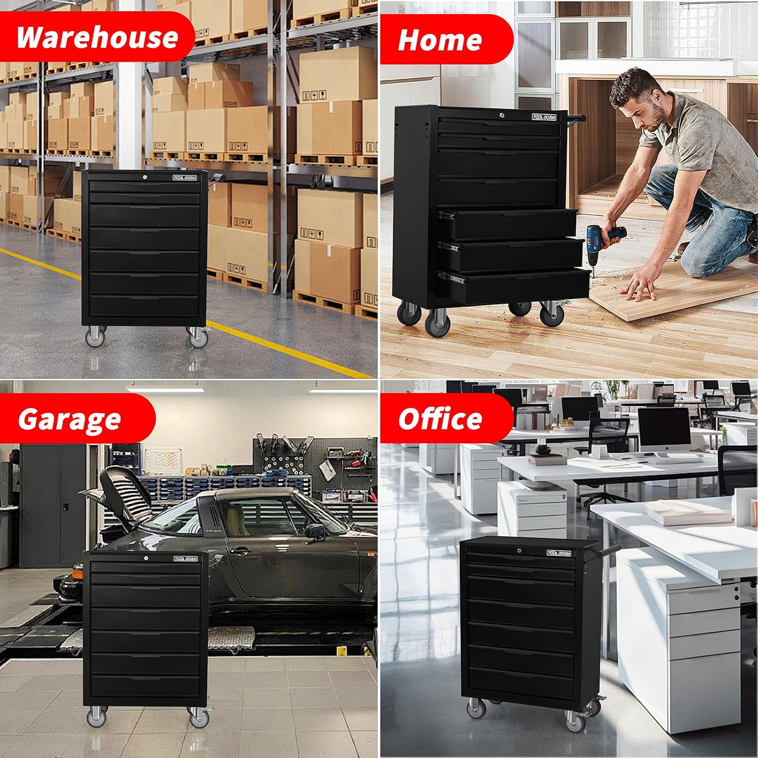 Tool Box Rolling Tool Cabinets, 24.2inch Rolling Toolbox with 7 Drawers, Metal Tool Chest with Wheels Tool Cart for Garage, Warehouse, Repair Shop, Workshop