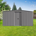 14x12 FT Metal Storage Shed, Outdoor Storage Shed with Window & Apex Roof, Lockable Door for Garden, Backyard, Lawn, and Utility Shelter, Weather-Resistant, Easy to Set Up, Grey