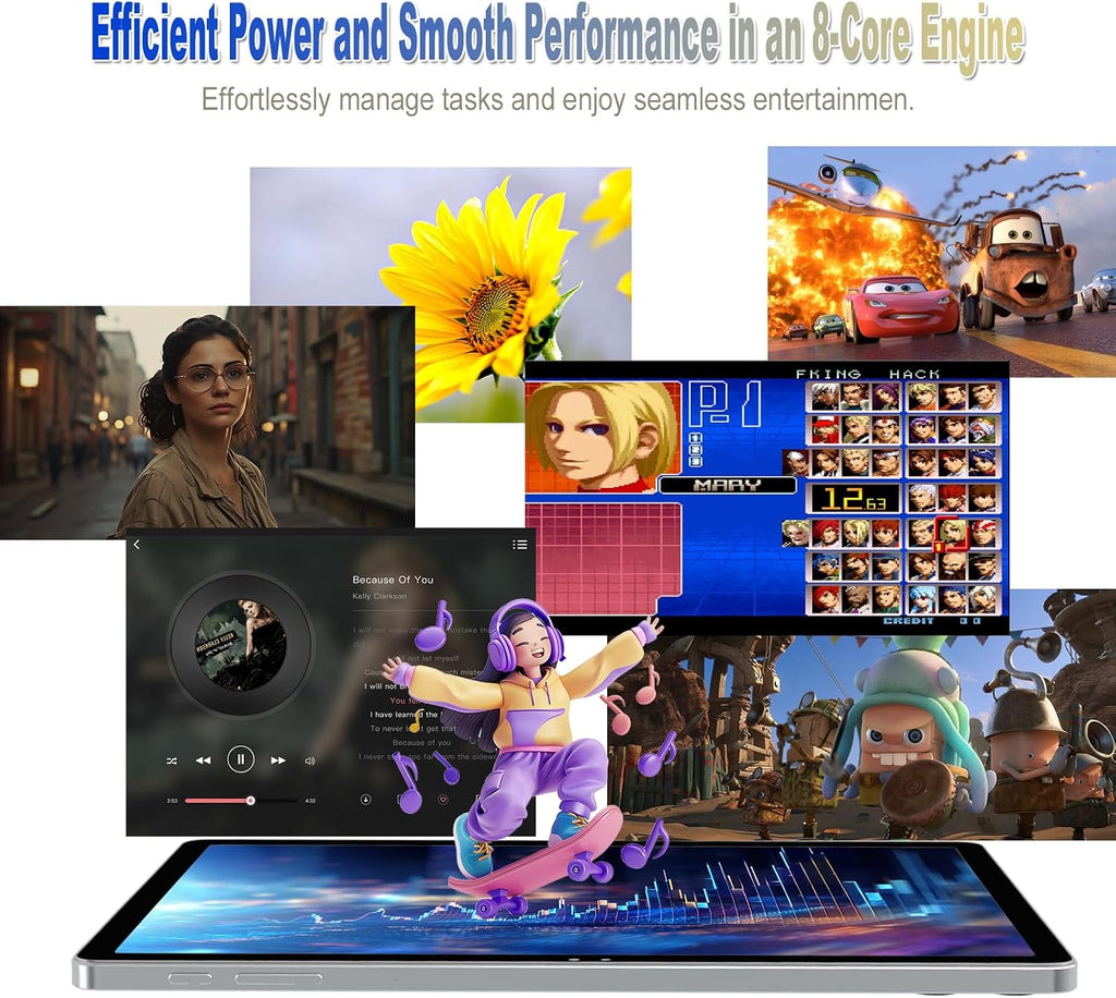 2026 Latest 11 inch Android Tablet, 18GB RAM, 128GB ROM, 1TB Expand, 2K Display, T616 Octa-Core, 5G WiFi, 13MP+5MP+5MP Camera, GPS, 9000mAh, Tablet with Case/Keyboard/Pen, Quad Speakers
