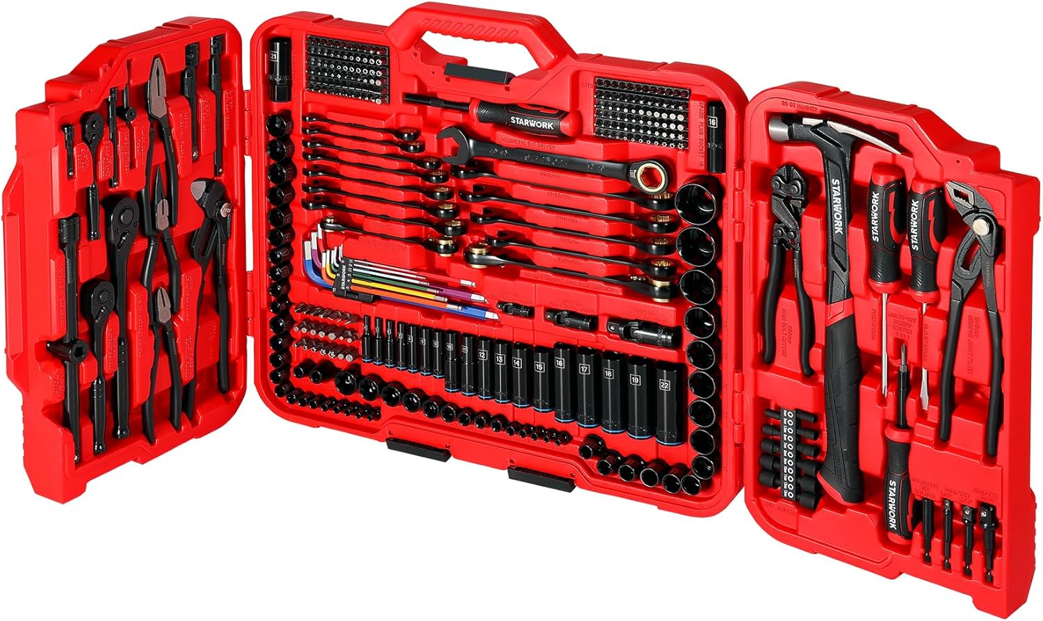 STARWORK TRUE MECHANIC 306-Piece Mechanics Tool Set and Socket Set, Comprehensive Tool Kit, Automotive Repair Tool Set, 【Pliers Wrench】, Professional