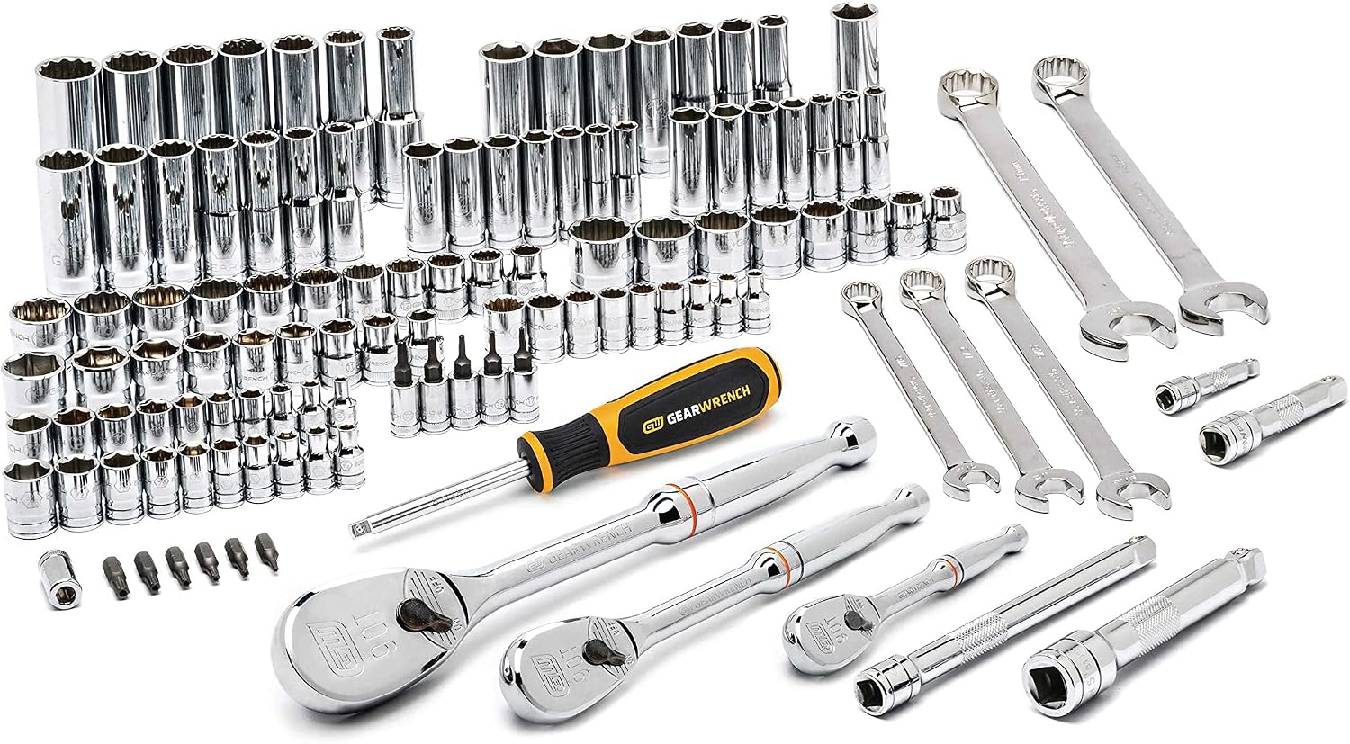 GEARWRENCH 118 Pc. 1/4', 3/8' & 1/2' Drive 6 & 12 Pt. Mechanics Tool Set, Standard & Deep, SAE/Metric - 83001D