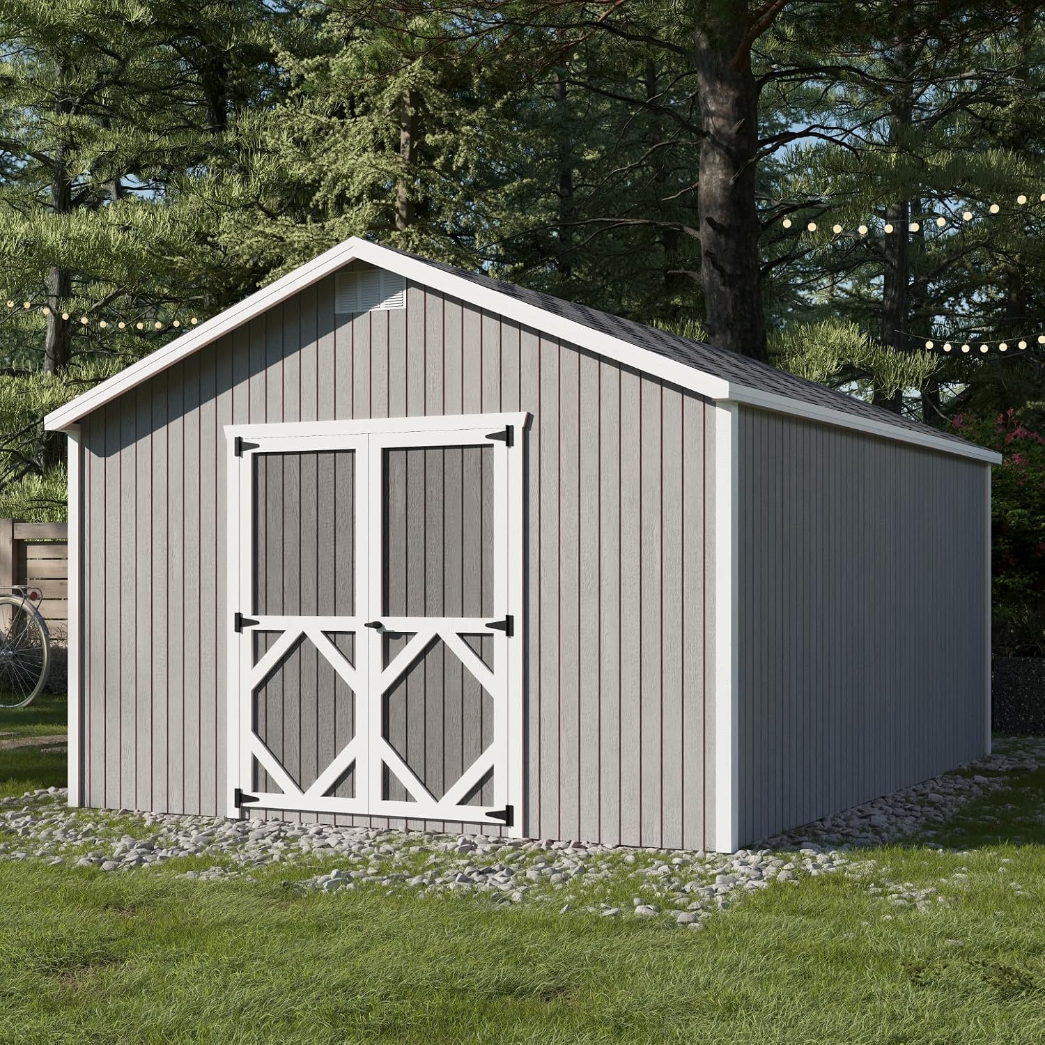 Little Cottage Co. 12x16 Classic Gable Shed with Floor, Outdoor Wood Storage Do-It-Yourself Precut Kit