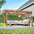 Pergola Gazebo Cover for Climbing Plants, Cedar Wood Garden Structure with Sturdy Frame for Backyard, Patio, Deck, Lawn, Yard Shade, Brown (12 x 10 FT)