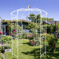 Metal Outdoor Garden Arch Iron Arbors Gazebo with Powder Coating Surface Treatment,High Birdcage Shape Pergola Pavilion,W/Screws,for Wedding Ceremony,Yard,White,81.3'x 114.2'